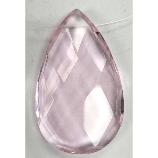 FACETED PEAR 40X65MM PINK QUARTZ (GLASS)
